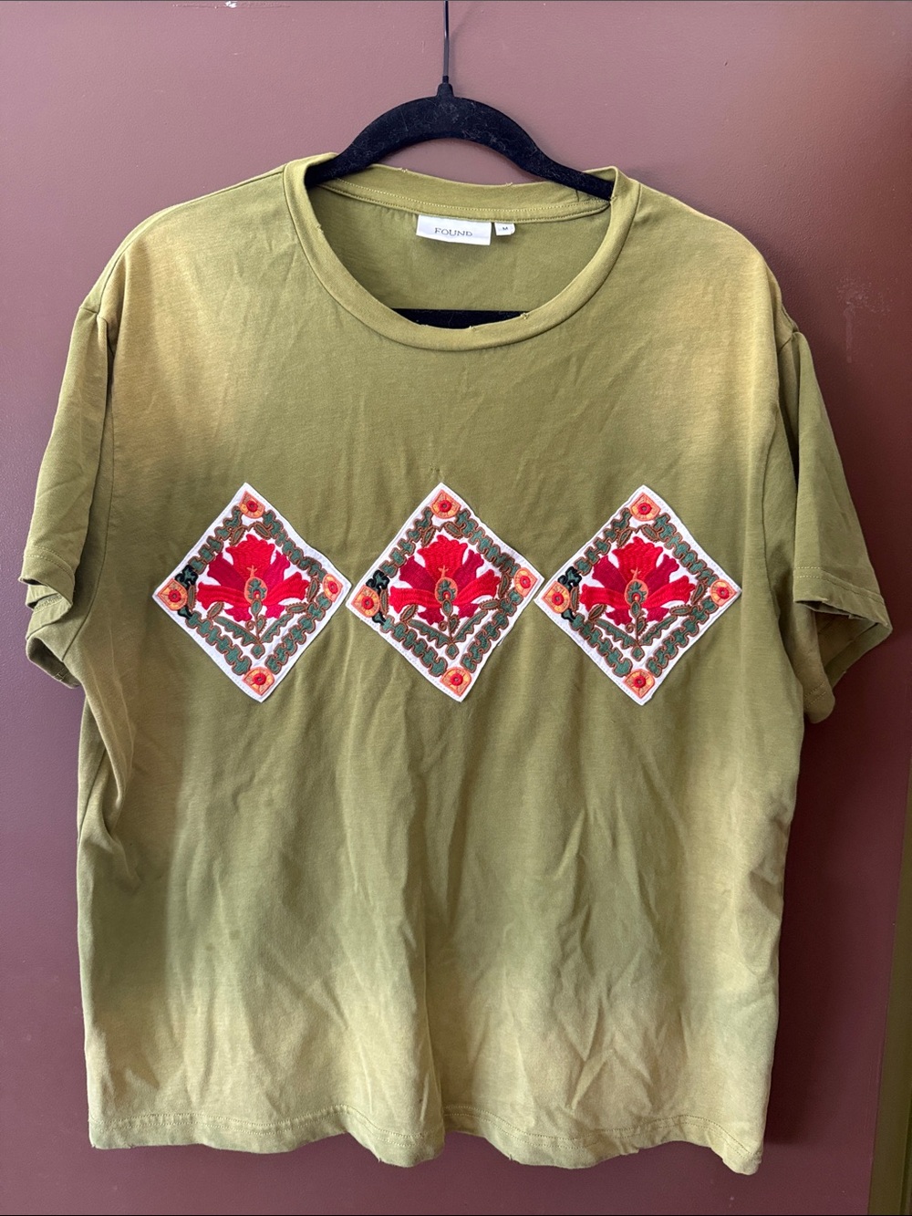 Free People x Found Green Embroidered Patch Oversized T-Shirt